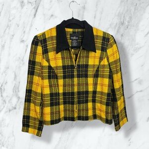 Positive Attitude Yellow and Black Plaid Blazer